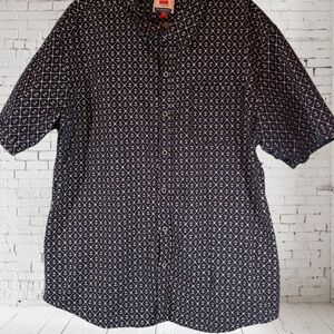 P&K Cuff  Button Up Men’s Shirt Sz 3XL Anchors Short Sleeve 100 % Cotton